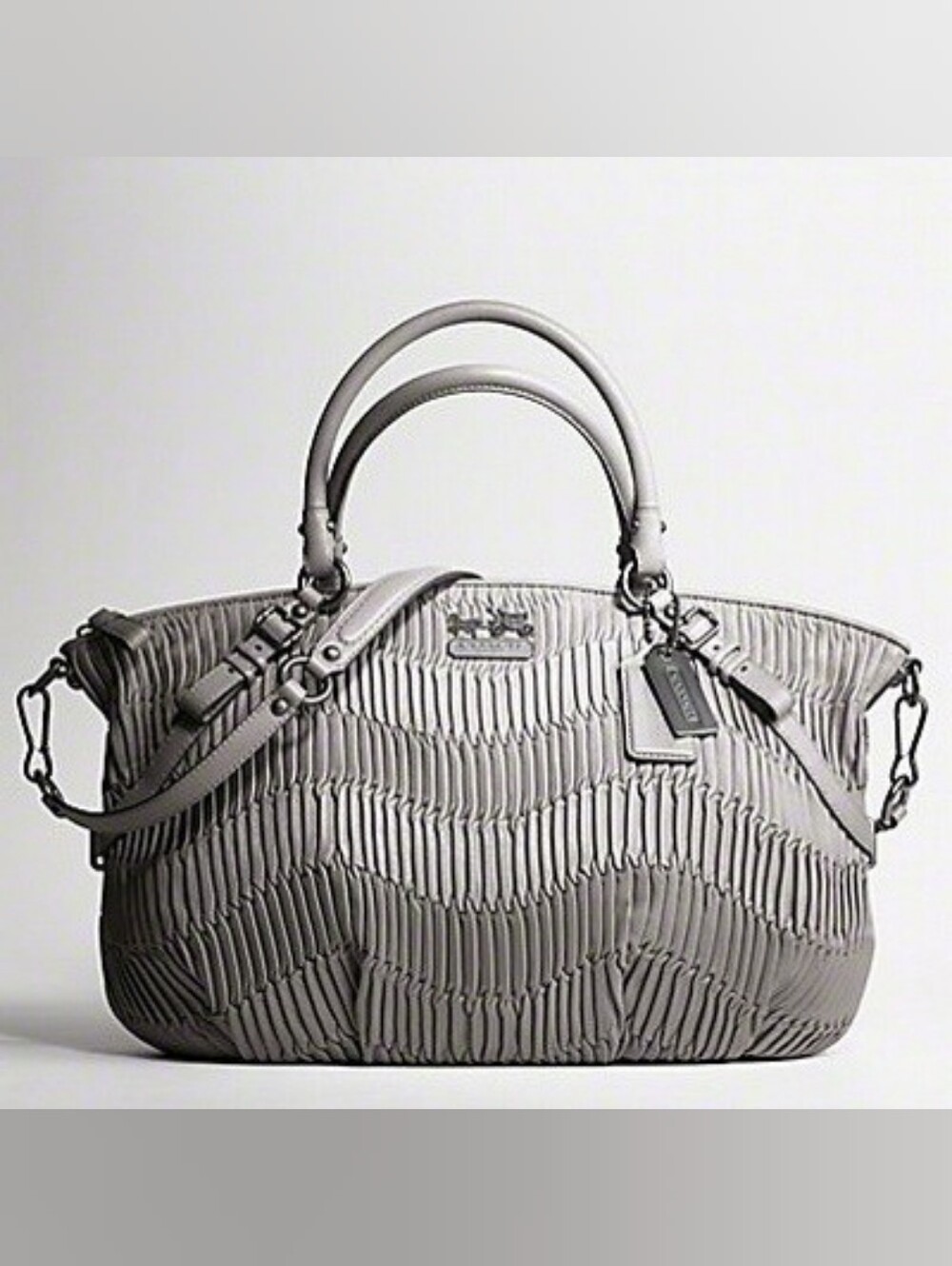 Like NEW COACH Madison Sophia Light Gray Purse Handbag Crossbody Satchel